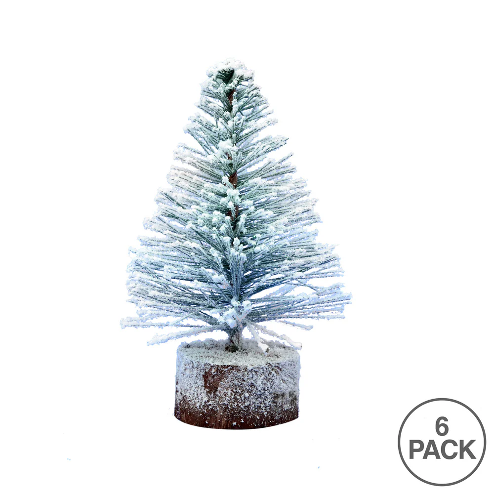 Vickerman 6in. Flocked Village Artificial Christmas tree Unlit Set of 6 - Image 2
