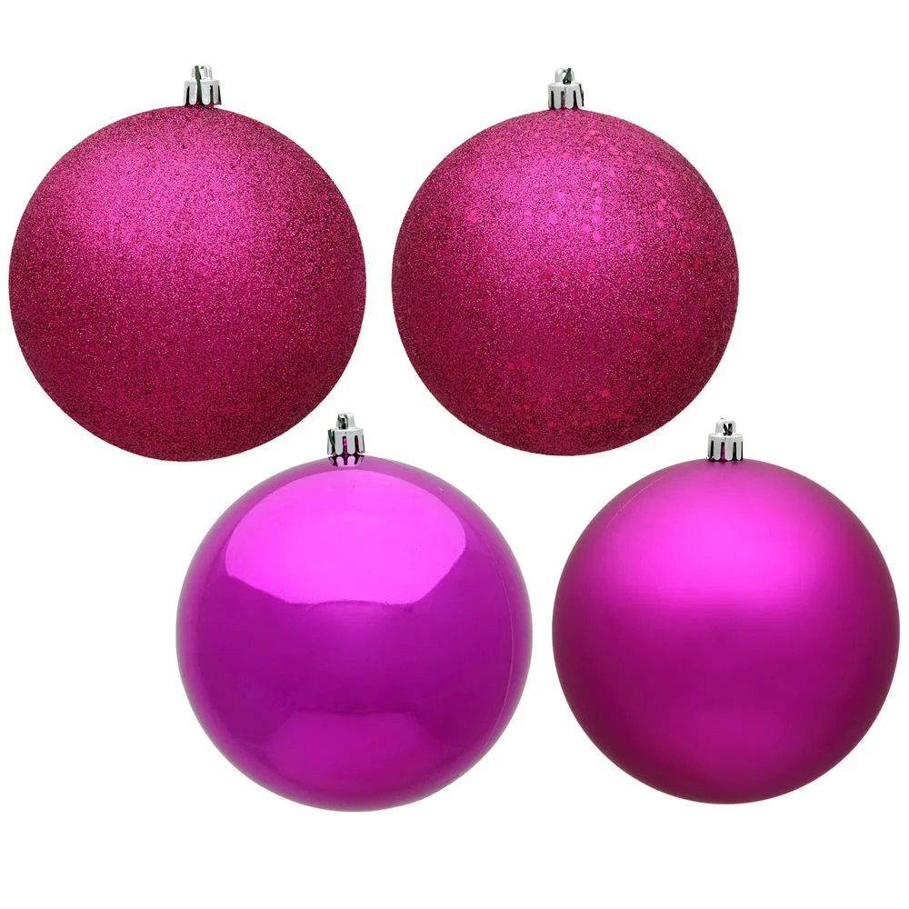 Vickerman 6 in. Fuchsia Ball 4-Finish Asst Christmas Ornament