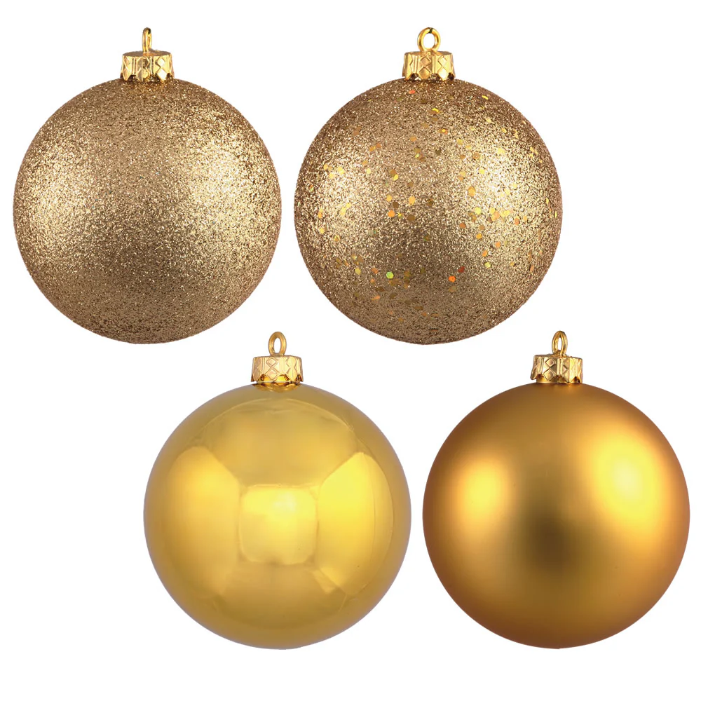 Vickerman 6 in. Gold Ball 4-Finish Asst Christmas Ornament