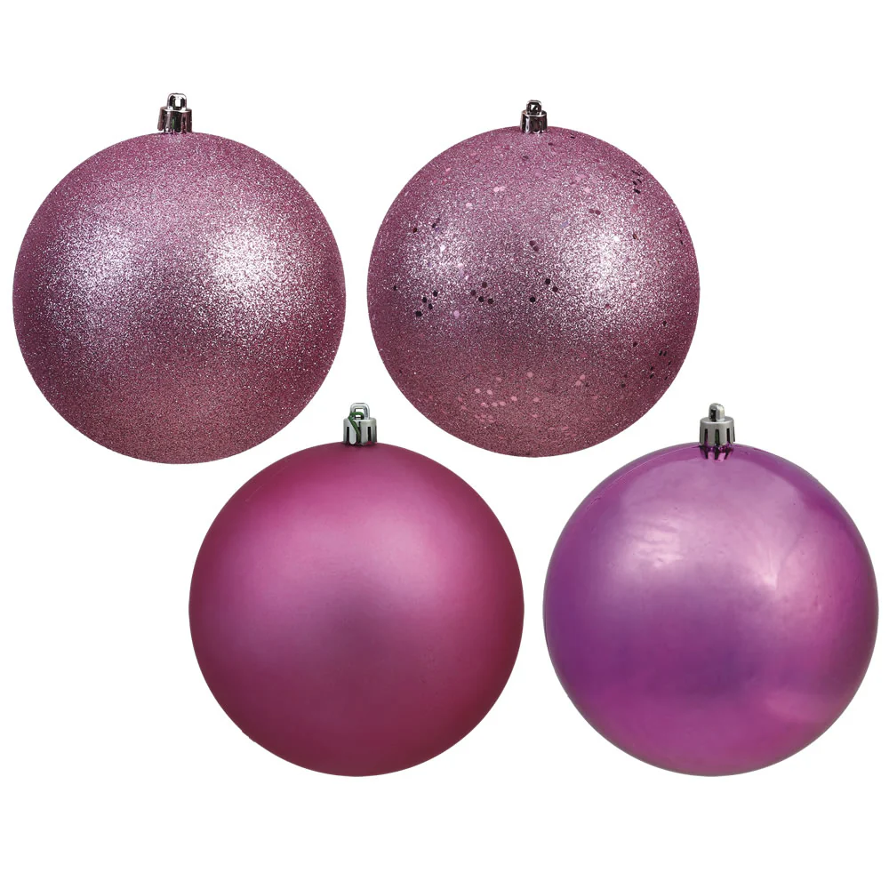 Vickerman 6 in. Mauve Ball 4-Finish Asst Christmas Ornament
