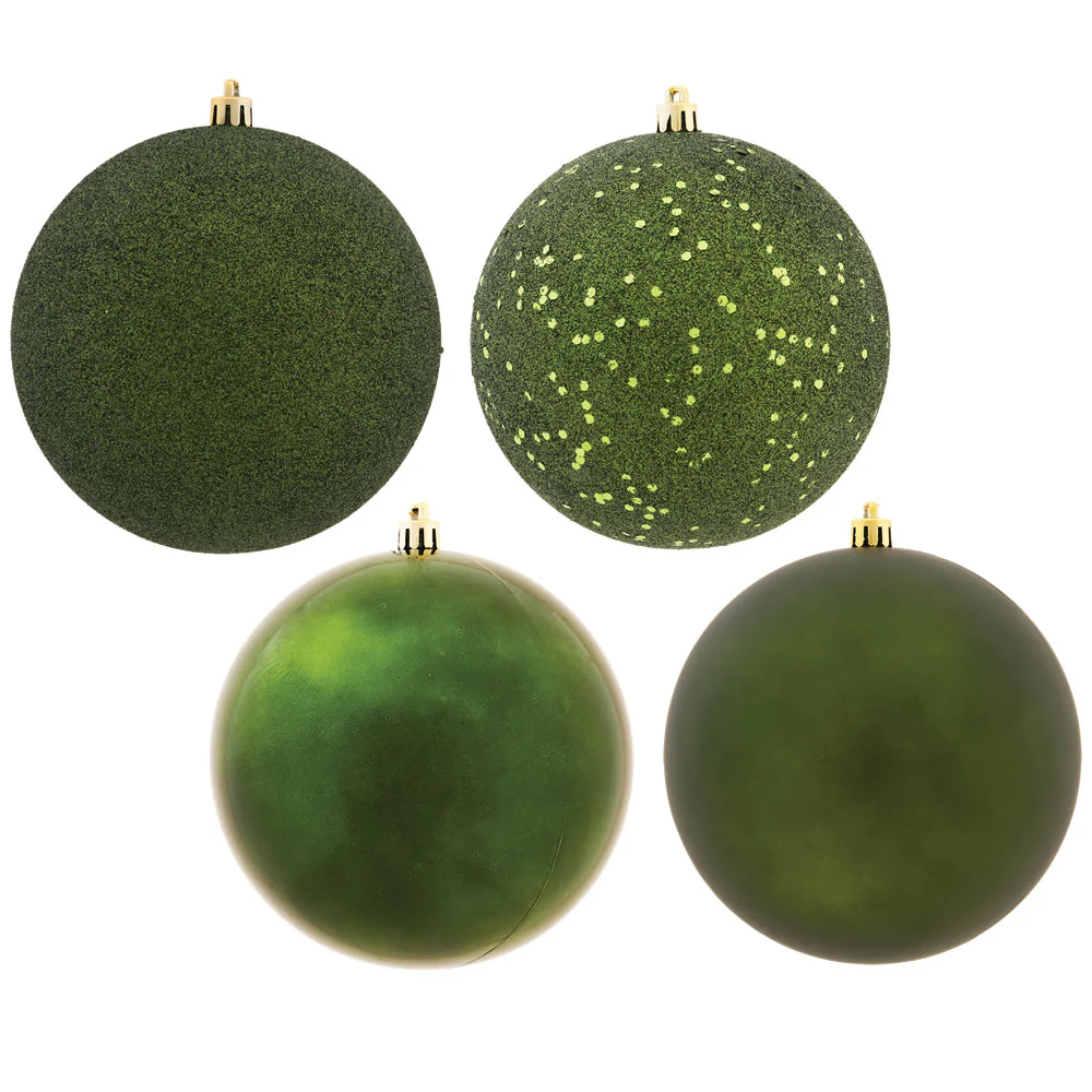 Vickerman 6 in. Moss Green Ball 4-Finish Asst Christmas Ornament