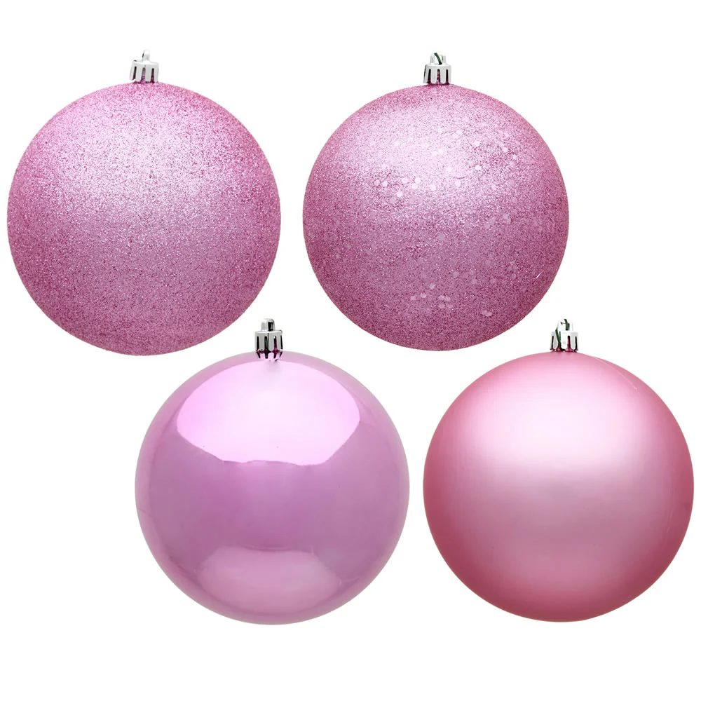 Vickerman 6 in. Pink Ball 4-Finish Asst Christmas Ornament