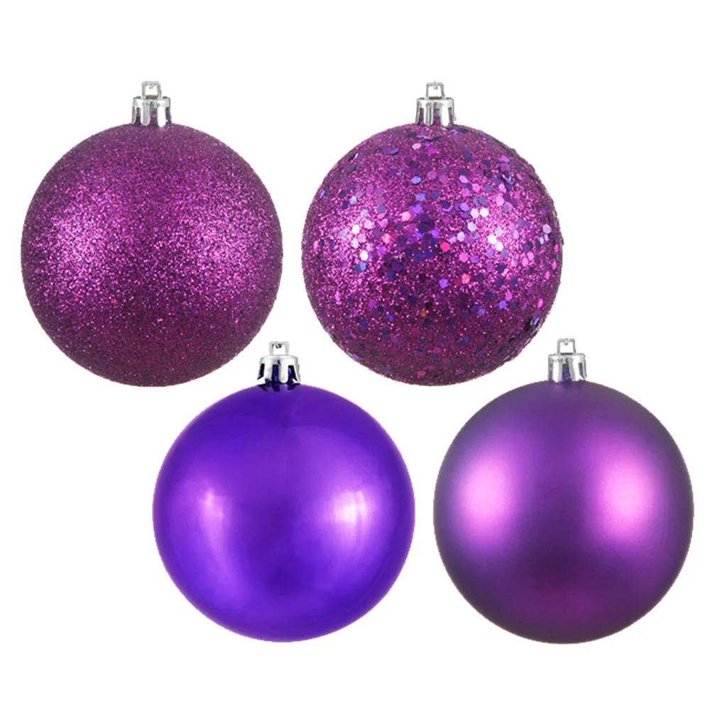 Vickerman 6 in. Plum Ball 4-Finish Asst Christmas Ornament