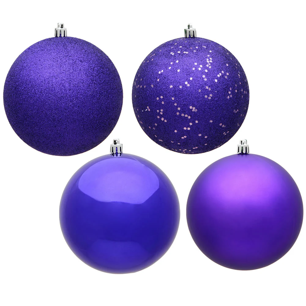 Vickerman 6 in. Purple Ball 4-Finish Asst Christmas Ornament