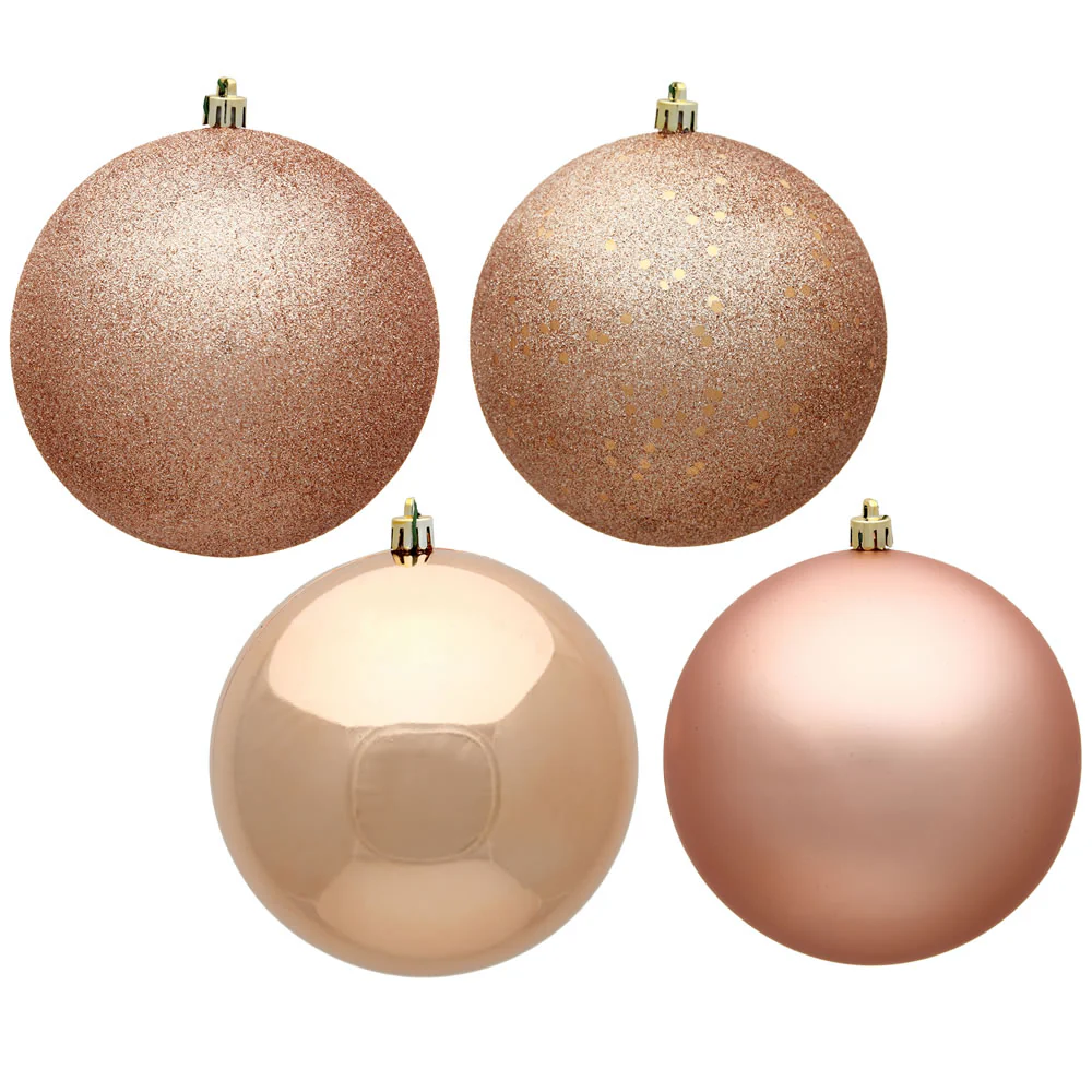 Vickerman 6 in. Rose Gold Ball 4-Finish Asst Christmas Ornament