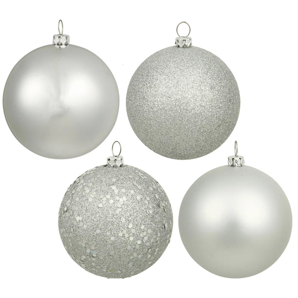 Vickerman 6 in. Silver Ball 4-Finish Asst Christmas Ornament
