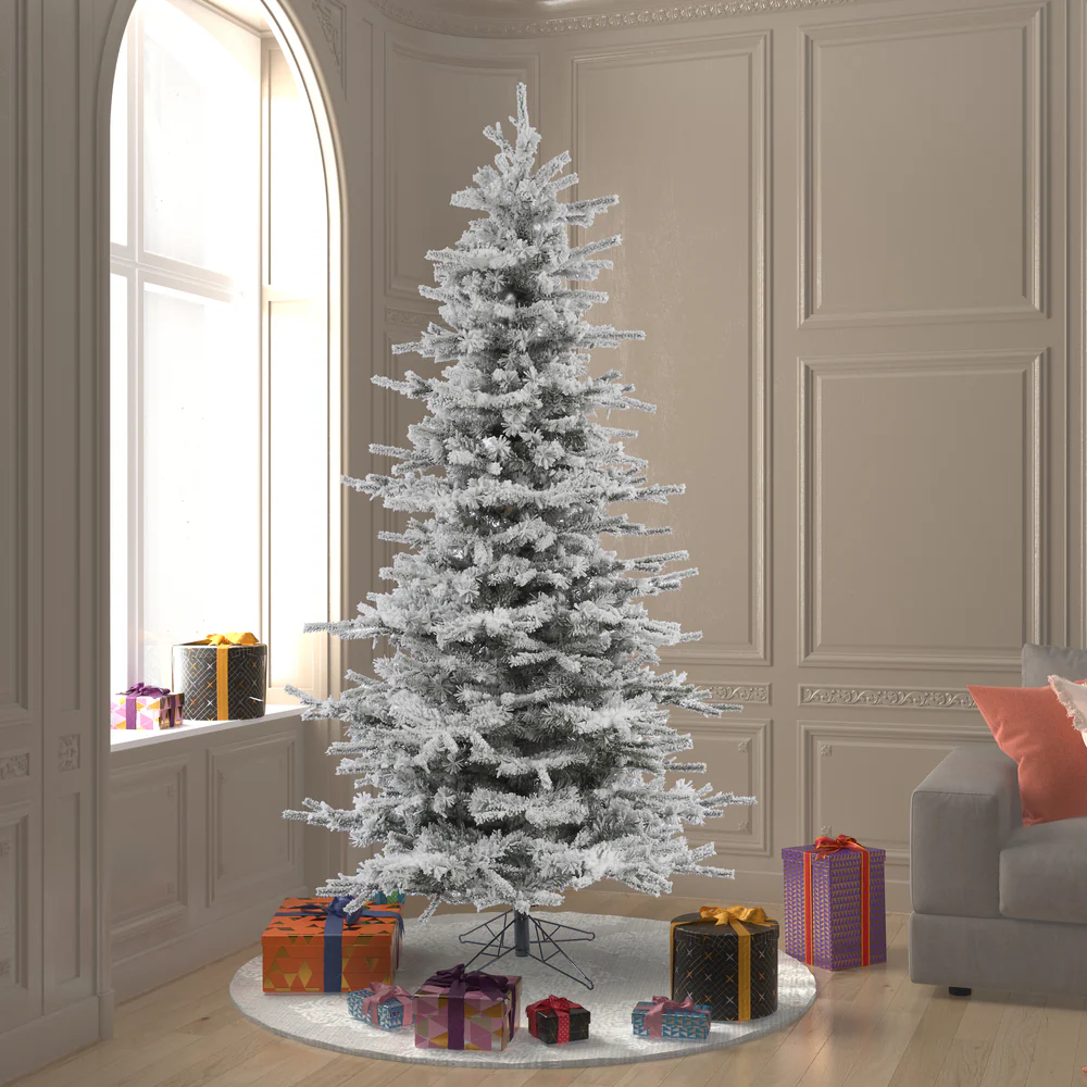 Vickerman 7.5ft. Flocked Sierra Fir Slim Artificial Christmas Tree Unlit - Image 3