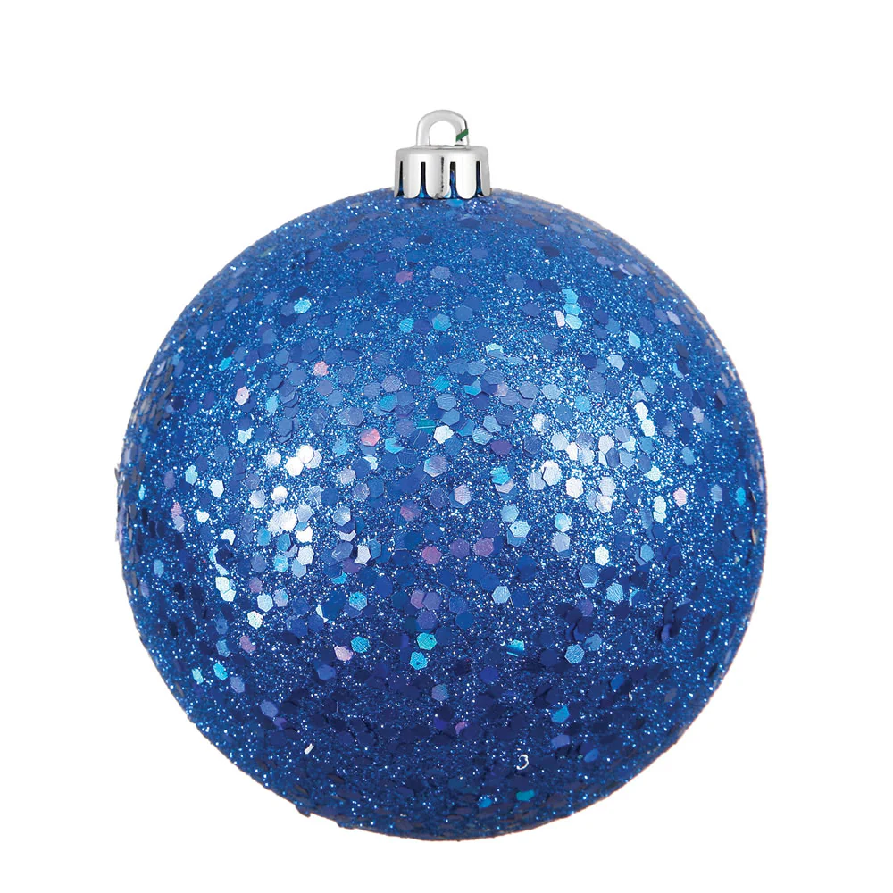 Vickerman 8 in. Blue Ball Christmas Ornament