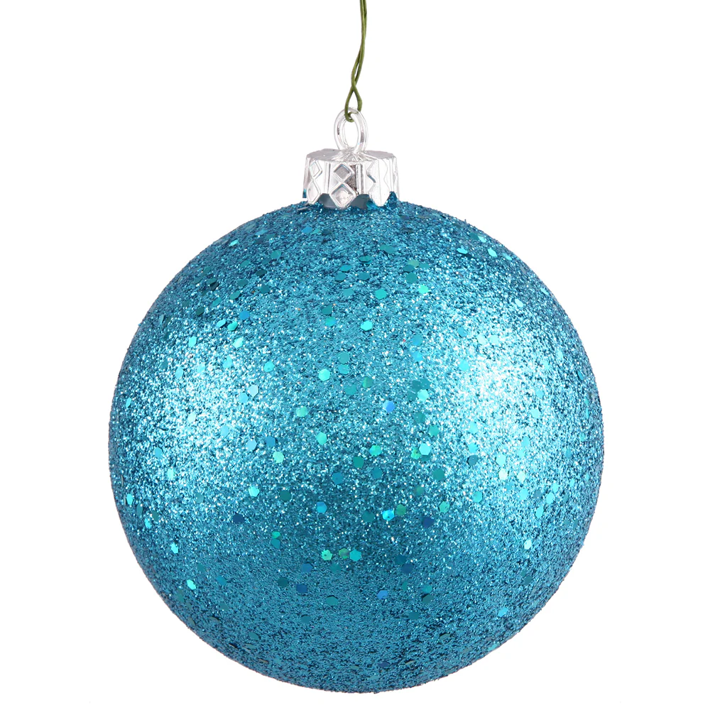 Vickerman 8 in. Turquoise Ball Christmas Ornament