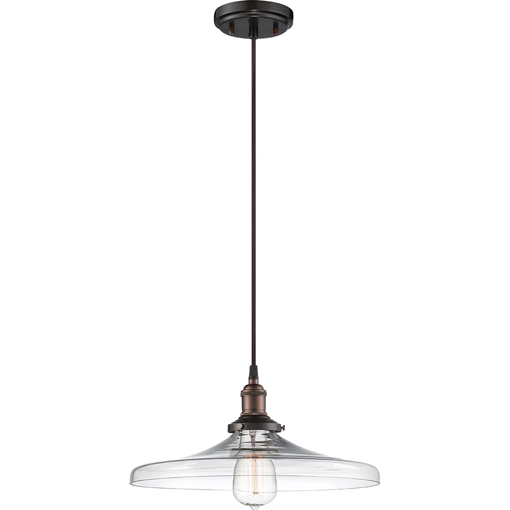 Nuvo Vintage 14" 1-Light Pendant w/ Clear Glass in Rustic Bronze Finish