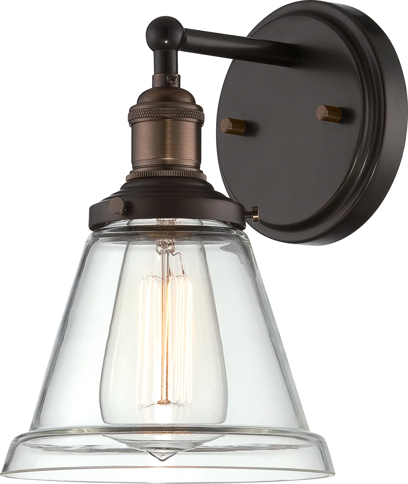 Nuvo Vintage 1-Light 6.5" Wall Sconce w/ Clear Glass in Rustic Bronze Finish