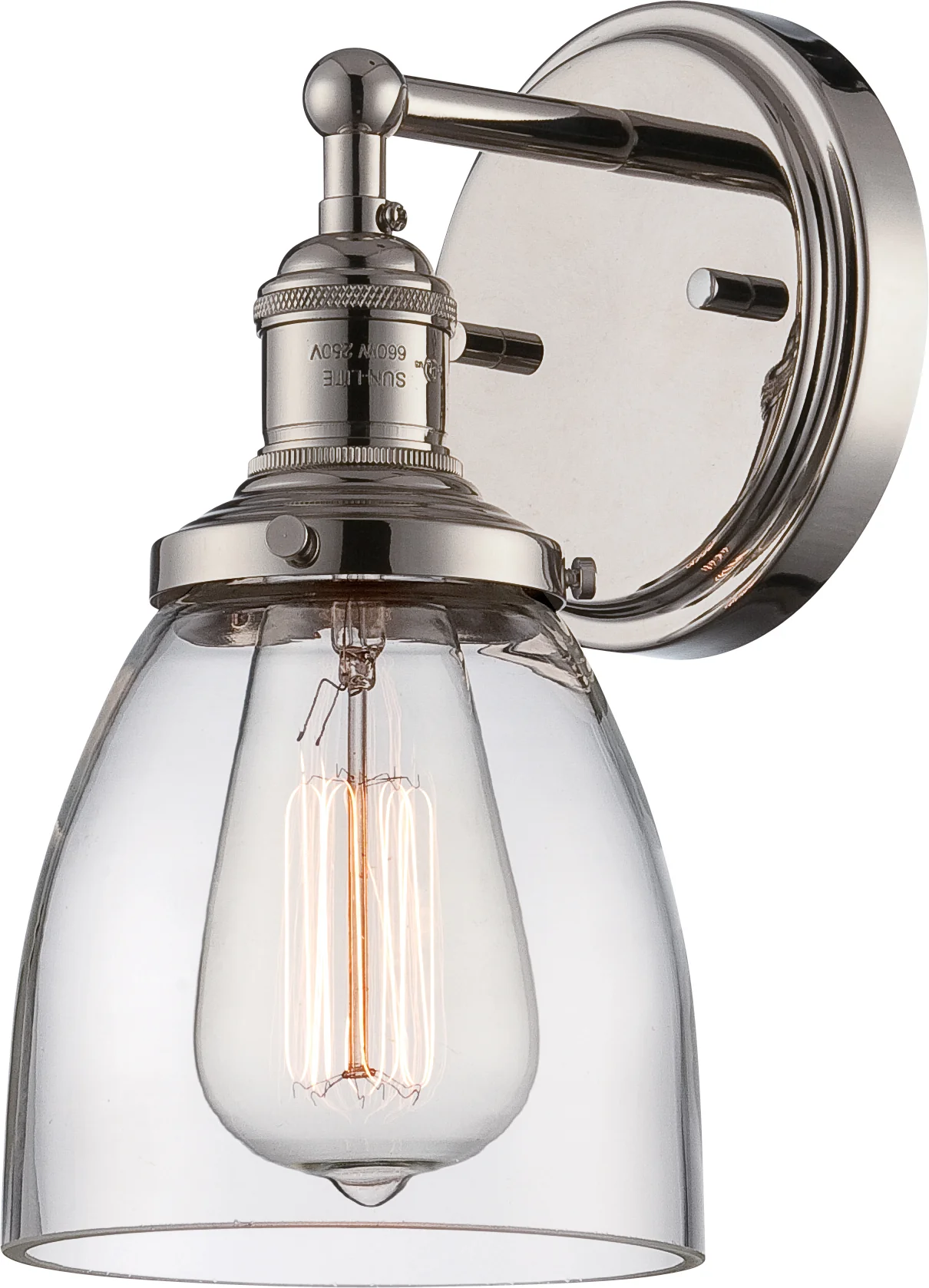 Nuvo Vintage 1-Light 5.13" Wall Sconce w/ Clear Glass in Polished Nickel Finish