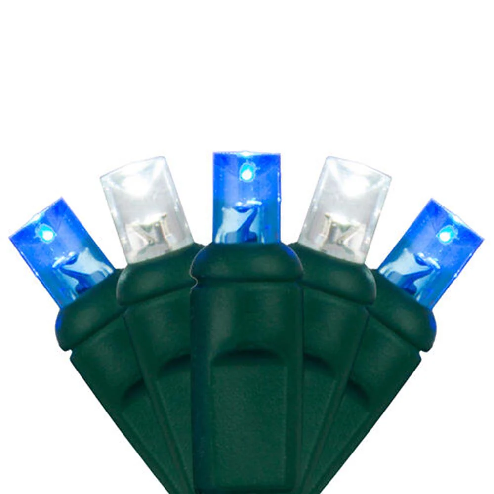 Wintergreen 70 5mm Blue Cool White LED Christmas Lights 4in. Spacing 120v