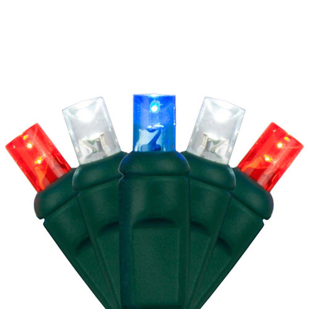 Wintergreen 70 5mm LED Patriotic Red White and Blue Lights 4in. Spacing 120v